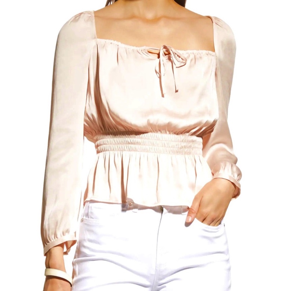 Paige Smocked Waist Odalynn Top S